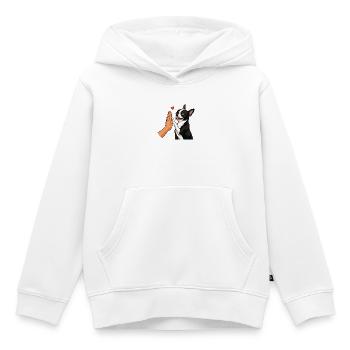 Boston Terrier High Five Hundemutter Pfotenstoß - Kinder Premium Organic Hoodie - Weiß - Vorne - AI Model Kid Female (0cm)