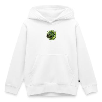 Monstre Vert des Profondeurs Marines - Sweat Premium à capuche enfant bio - blanc - Devant - AI Model Kid Female (0cm)