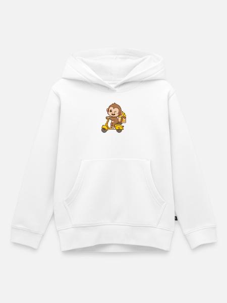 Affe auf Bananenroller - Kinder Premium Organic Hoodie - Weiß