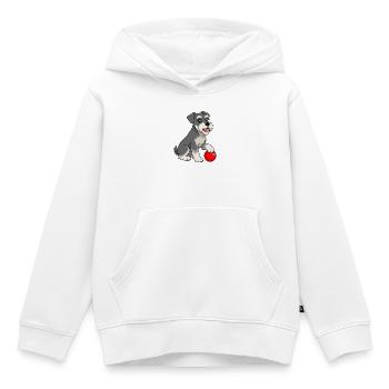 Image joyeuse d’un schnauzer avec une balle rouge - Sweat Premium à capuche enfant bio - blanc - Devant - AI Model Kid Female (0cm)