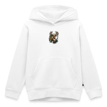 Cerf étoile de lune avec couronne de fleurs - Sweat Premium à capuche enfant bio - blanc - Devant - AI Model Kid Female (0cm)