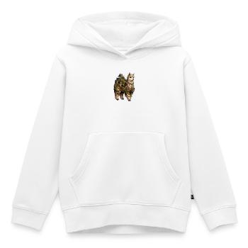 Alpaga de montagne avec paysage villageois - Sweat Premium à capuche enfant bio - blanc - Devant - AI Model Kid Female (0cm)
