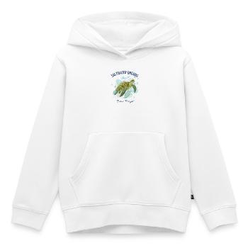 Rêves d’eau salée – Tortue de mer - Sweat Premium à capuche enfant bio - blanc - Devant - AI Model Kid Female (0cm)