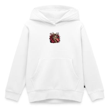 Katzenporträt im Blumenkreis - Kinder Premium Organic Hoodie - Weiß - Vorne - AI Model Kid Female (0cm)