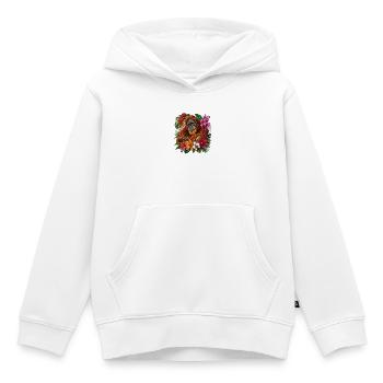 Orang-outan dans la forêt de fleurs tropicales - Sweat Premium à capuche enfant bio - blanc - Devant - AI Model Kid Female (0cm)