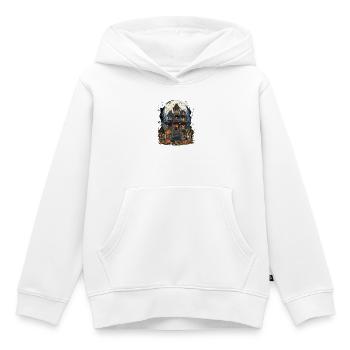 Fête d’Halloween : Maison Hantée Pleine Lune - Sweat Premium à capuche enfant bio - blanc - Devant - AI Model Kid Female (0cm)