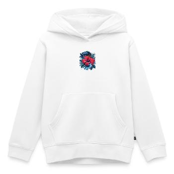 Vague d’orage d’hibiscus - Sweat Premium à capuche enfant bio - blanc - Devant - AI Model Kid Female (0cm)