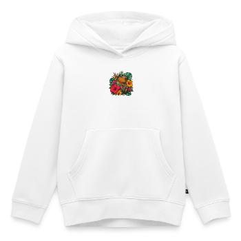 Ours hawaïen avec hibiscus - Sweat Premium à capuche enfant bio - blanc - Devant - AI Model Kid Female (0cm)