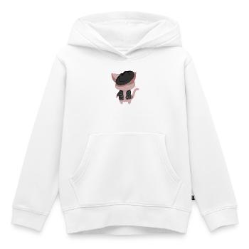 Chat danseur - Sweat Premium à capuche enfant bio - blanc - Devant - AI Model Kid Female (0cm)