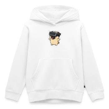 Cute Pug in Virtual Reality Gamer Cartoon - Kids Premium Organic Hoodie - white - Front - AI Model Kid Female (0cm)