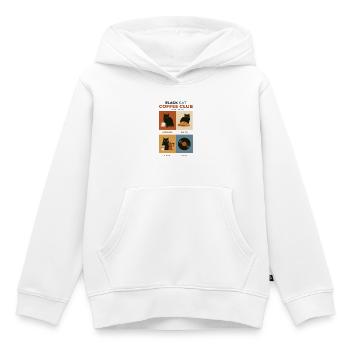 Black Cat Coffee Club Panels - Kids Premium Organic Hoodie - white - Front - AI Model Kid Female (0cm)