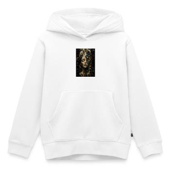 Visage géométrique en mosaïque steampunk - Sweat Premium à capuche enfant bio - blanc - Devant - AI Model Kid Female (0cm)