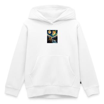 Shiba Inu Hurlant Lune Doge Kawaii - Sweat Premium à capuche enfant bio - blanc - Devant - AI Model Kid Female (0cm)