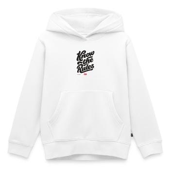 Connaître les règles - Sweat Premium à capuche enfant bio - blanc - Devant - AI Model Kid Female (0cm)
