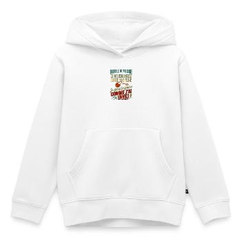 Je ferai comme j'ai envie citation drôle vintage - Sweat Premium à capuche enfant bio - blanc - Devant - AI Model Kid Female (0cm)