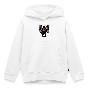 Ninja urbain avec Soleil Rouge - Sweat Premium à capuche enfant bio - blanc - Devant - AI Model Kid Female (0cm)