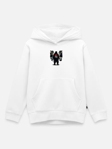 Urban Ninja mit roter Sonne - Kinder Premium Organic Hoodie - Weiß