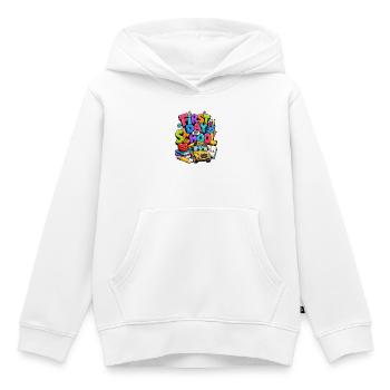 Premier jour de bus scolaire - Sweat Premium à capuche enfant bio - blanc - Devant - AI Model Kid Female (0cm)