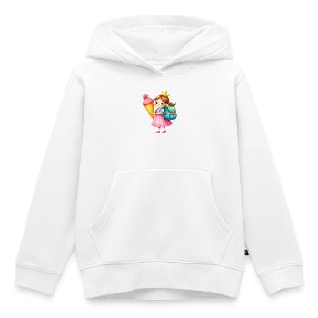 Petite Princesse à la couronne & cône d’école – École - Sweat Premium à capuche enfant bio - blanc - Devant - AI Model Kid Female (0cm)