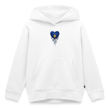 Goutte du cœur bleu du Kosovo - Sweat Premium à capuche enfant bio - blanc - Devant - AI Model Kid Female (0cm)