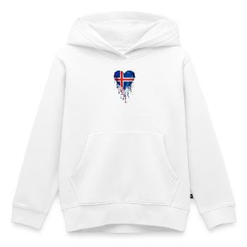 Peinture à l’aquarelle du drapeau nordique du cœur nordique islandais - Sweat Premium à capuche enfant bio - blanc - Devant - AI Model Kid Female (0cm)