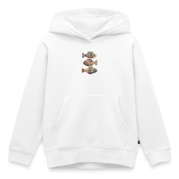 Trio de poissons au crochet patchwork - Sweat Premium à capuche enfant bio - blanc - Devant - AI Model Kid Female (0cm)