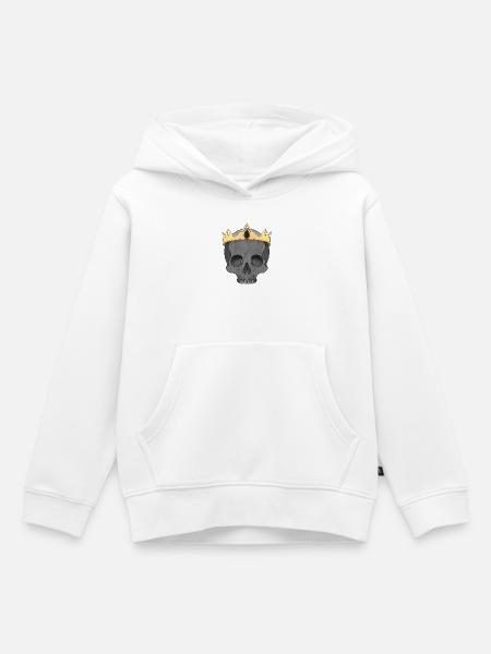 Kronen-Schädel: Königs Gothic-Desig - Kinder Premium Organic Hoodie - Weiß