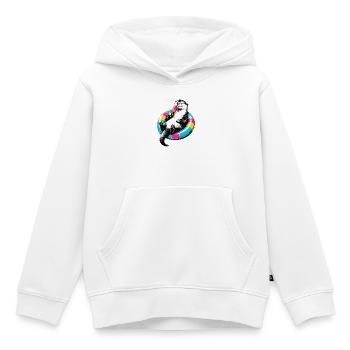 Otter mit Eis im Stencil Style - Kinder Premium Organic Hoodie - Weiß - Vorne - AI Model Kid Female (0cm)