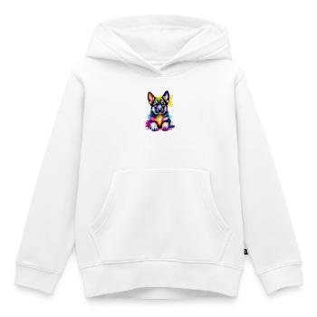 Farbenfroher Schäferhund Welpe - Kinder Premium Organic Hoodie - Weiß - Vorne - AI Model Kid Female (0cm)
