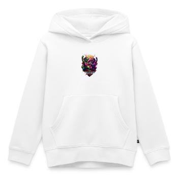 Techno Dinos – Bass from prehistoric times - Kids Premium Organic Hoodie - white - Front - AI Model Kid Female (0cm)