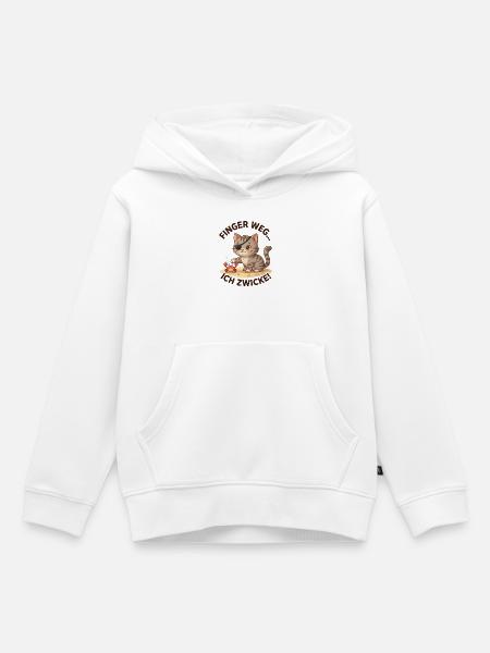 Katze Krabbe Finger weg Spruch - Kinder Premium Organic Hoodie - Weiß