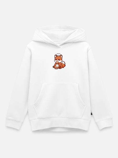 Kleiner Bäcker-Fuchs isst Kekse - Kinder Premium Organic Hoodie - Weiß