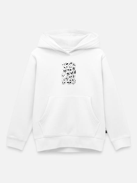 Skulls (Black Outlines) - Kinder Premium Organic Hoodie - Weiß