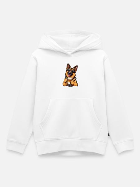 Schäferhund mit Latte Macchiato - Kinder Premium Organic Hoodie - Weiß