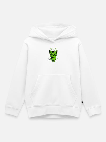 Alien Katze, Lustiges Meme, Retro Style - Kinder Premium Organic Hoodie - Weiß