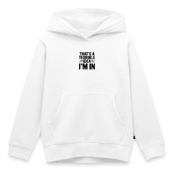 Das ist eine schreckliche Idee, in der ich stecke - Kinder Premium Organic Hoodie - Weiß - Vorne - AI Model Kid Female (0cm)