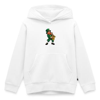 Leprechaun mit Saxophon - Kinder Premium Organic Hoodie - Weiß - Vorne - AI Model Kid Female (0cm)