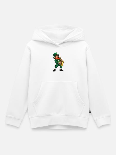 Leprechaun mit Saxophon - Kinder Premium Organic Hoodie - Weiß