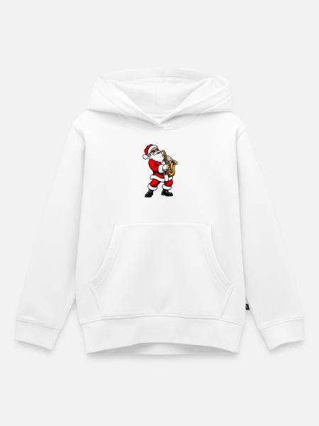 Weihnachtsmann mit Saxophon - Kinder Premium Organic Hoodie - Weiß