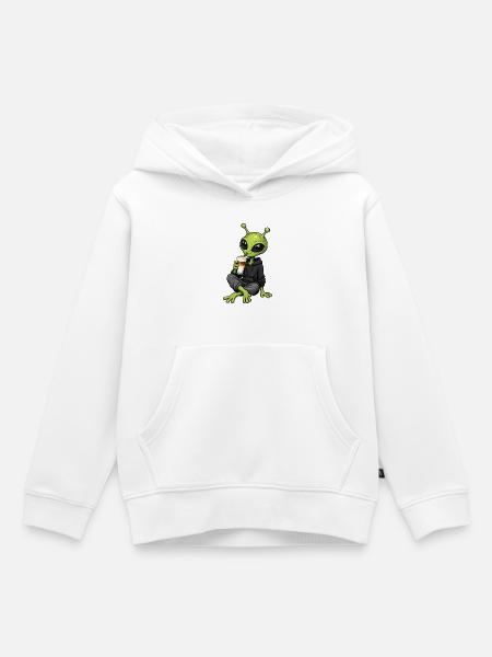Alien mit Latte Macchiato - Kinder Premium Organic Hoodie - Weiß