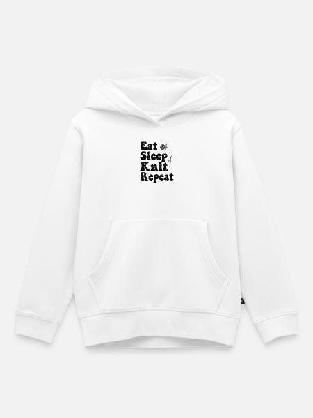 Eat Sleep Knit Repeat - Kinder Premium Organic Hoodie - Weiß