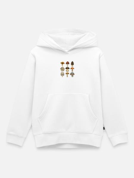 Mushroom Botanica Raster - Kinder Premium Organic Hoodie - Weiß