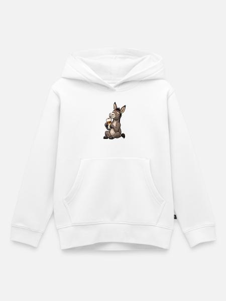 Esel mit Latte Macchiato - Kinder Premium Organic Hoodie - Weiß