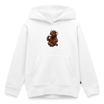  Bison mit Latte Macchiato - Kinder Premium Organic Hoodie - Weiß - Vorne - AI Model Kid Female (0cm)