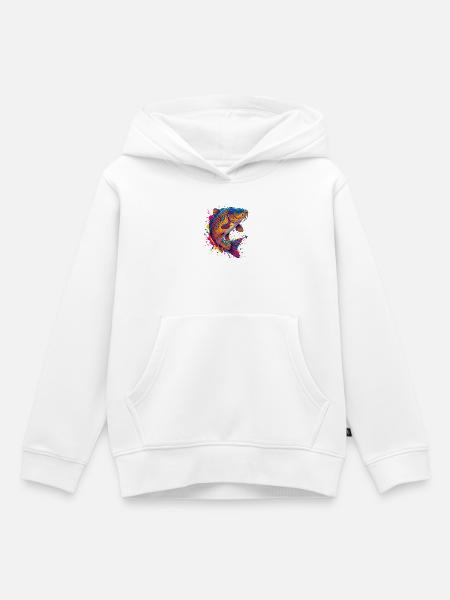 Bunte Karpfen-Kunstplatte Pfirsich - Kinder Premium Organic Hoodie - Weiß