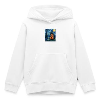 Sternennachtskatze spielt Cello – Cellist, Kunstliebhaber - Kinder Premium Organic Hoodie - Weiß - Vorne - AI Model Kid Female (0cm)