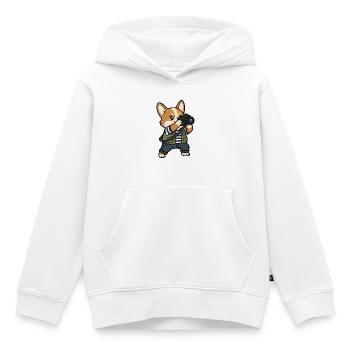 Süßer Corgi-Kamerafotograf Lustiger Hund - Kinder Premium Organic Hoodie - Weiß - Vorne - AI Model Kid Female (0cm)