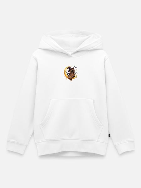 Hexenkatze auf Mondleopardenumhang - Kinder Premium Organic Hoodie - Weiß