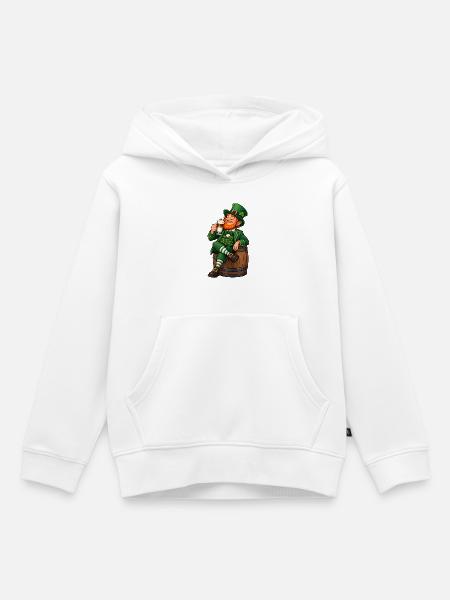 Leprechaun mit Latte Macchiato – Irischer Kaffee - Kinder Premium Organic Hoodie - Weiß