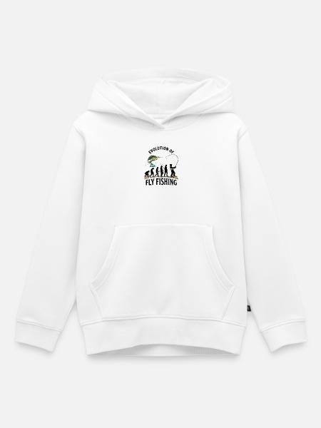 Evolution Fliegenfischerhumor - Kinder Premium Organic Hoodie - Weiß